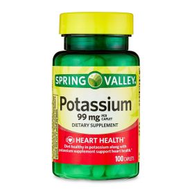 Spring Valley Potassium Caplets Dietary Supplement;  99 mg;  100 Count